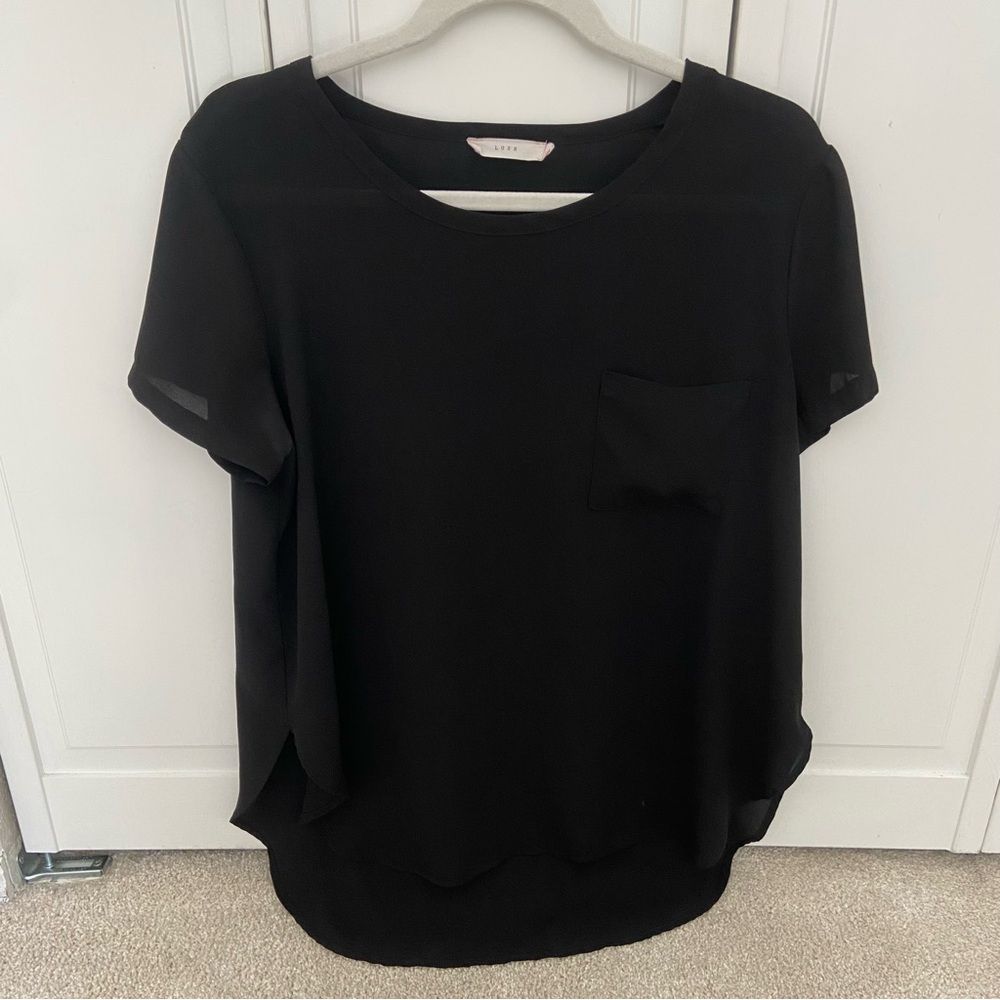 Black short sleeve blouse